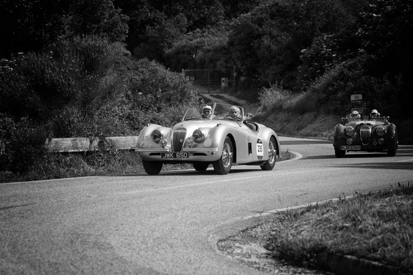 Jaguar 120 Ots 1951 Voiture Course Dans Rallye Mille Miglia — Photo
