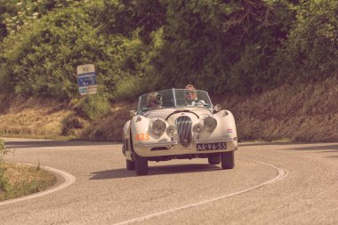 Jaguar Xk 120 Ots 1954 ralli Mille Miglia eski bir yarış otomobili 2018 ünlü İtalyan tarihi yarış (1927-1957))