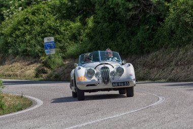 Jaguar Xk 120 Ots 1954 ralli Mille Miglia eski bir yarış otomobili 2018 ünlü İtalyan tarihi yarış (1927-1957))