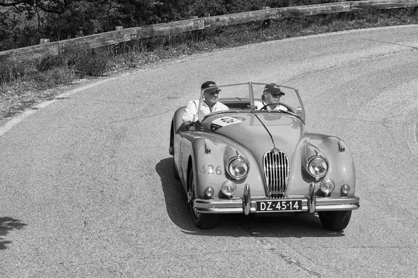 Jaguar 140 Ots 1955 Sur Une Vieille Voiture Course Dans — Photo