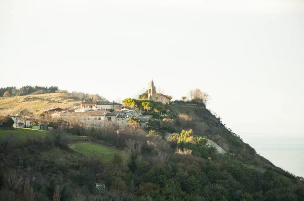 Byn Fiorenzuola Focara Bakgrunden Italien Marche — Stockfoto