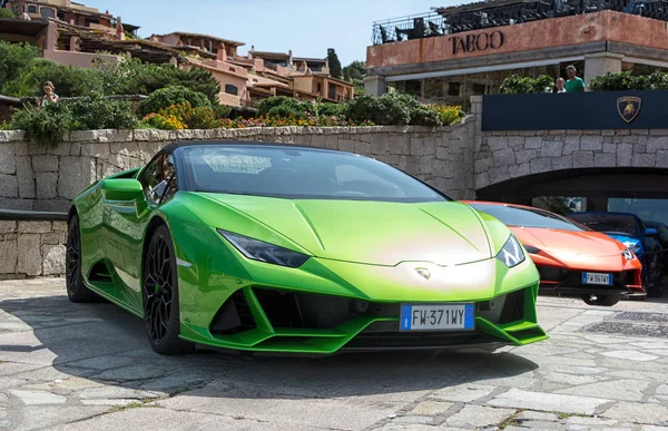 Porto Cervo Itália Agosto 2019 Carro Desportivo Lamborghini Huracn Cabriolet — Fotografia de Stock