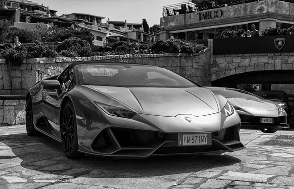 Porto Cervo Itália Agosto 2019 Carro Desportivo Lamborghini Huracn Cabriolet — Fotografia de Stock