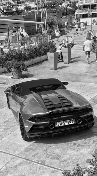 Porto Cervo Itália Agosto 2019 Carro Desportivo Lamborghini Huracn Cabriolet — Fotografia de Stock