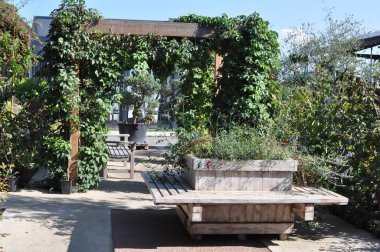 Bologna / İtalya - 24 Eylül 2019: iç tasarım Fico Eataly World. Fico, dünyanın en büyük lerinden biri olan tarım salağını ve gastronomiyi adamıştır.