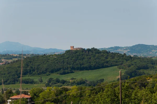 Krajobraz Zamek Gradara Średniowieczna Twierdza Położona Miejscowości Gradara Marche Włoszech — Zdjęcie stockowe