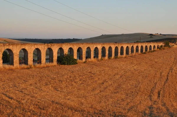 Ruines Aqueduc Romain Dans Monte Romano Italie Coucher Soleil — Photo