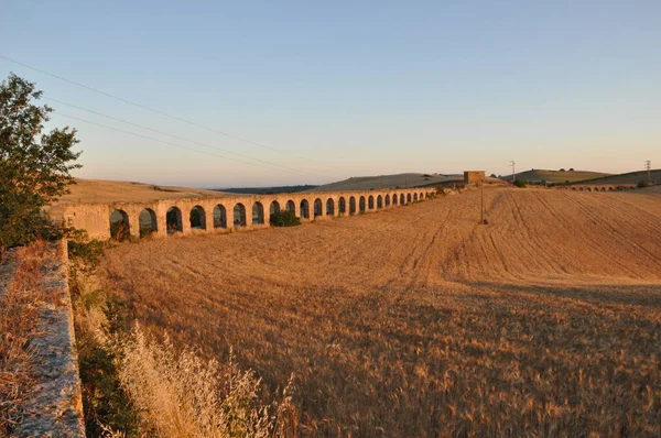 Ruinas Del Acueducto Romano Monte Romano Italia Atardecer — Foto de Stock