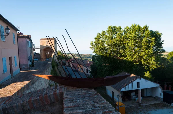 Novilara Egy Kis Falu Marche Régióban Olaszország Középkori Város Dombon — Stock Fotó