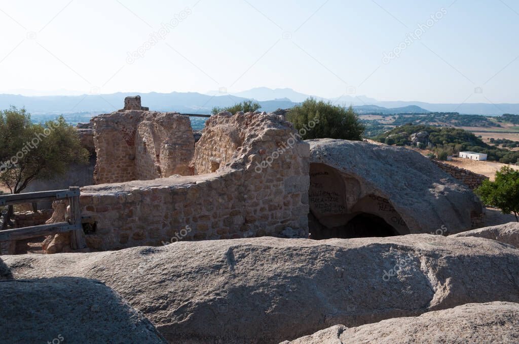 Olbia, landscape the ancient medieval tower of the castle of Pedres, Sardinia - Italy