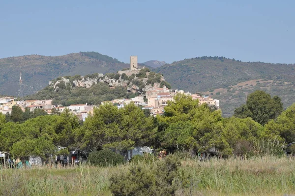 Posada Prachtig Heuveltop Dorp Sardinië Met Castello Della Fava Top — Stockfoto