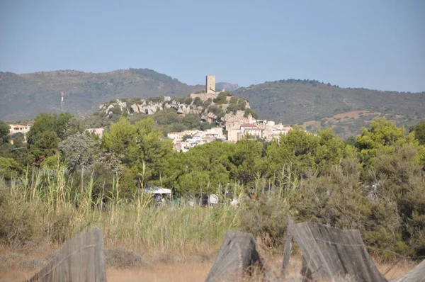 Posada Prachtig Heuveltop Dorp Sardinië Met Castello Della Fava Top — Stockfoto