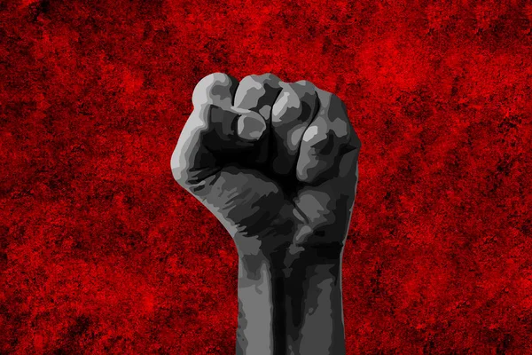 黑色拳头高举 发出强烈的反种族主义信息 呼吁自由和平等 — 图库照片