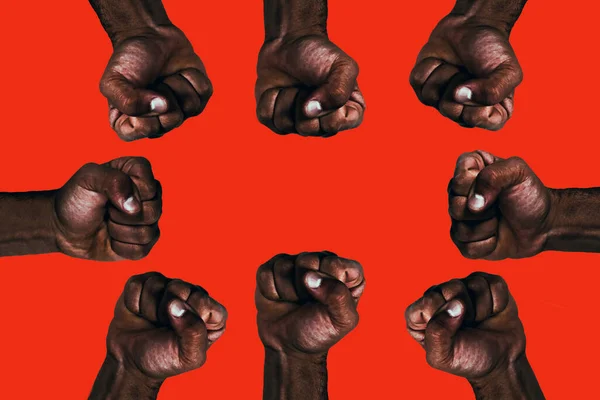Vereinigte Afrikanische Schwarze Fäuste Erhoben Sich Und Forderten Freiheit Und — Stockfoto