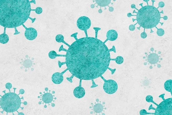 Virus Del Coronavirus Verde Flotando Aire Sobre Fondo Blanco Texturizado — Foto de Stock