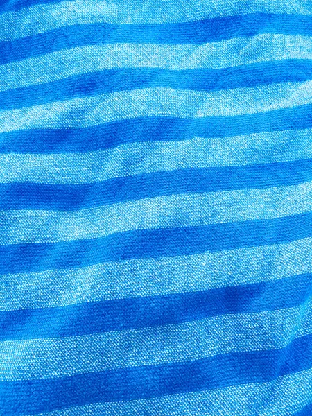 蓝色条纹毛巾纹理 夏天的背景 夏季海滩浴巾 — 图库照片