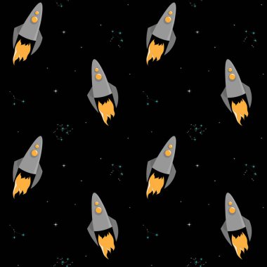 Uzay roketi. Desen Tasarım giysi, kumaş, kırtasiye, ho
