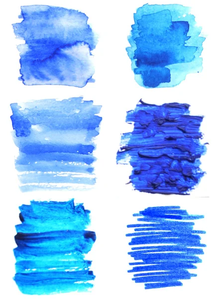 Set of blue watercolor backgrounds. Design of cards, flyers, inv — Stock Photo, Image