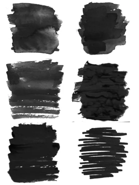 Set of black abstract backgrounds. Watercolor, gouache, acrylic, — Stock Photo, Image