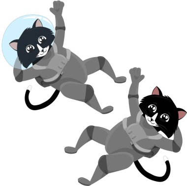 Kediler kozmonotlar. Bir tatil için tasarım, kartpostal, giyim, stat