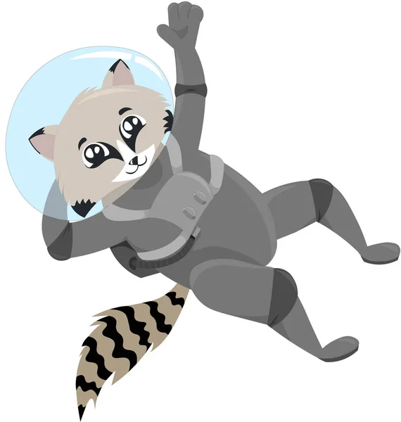 Raccoon astronaut i hjälmen. Design för en semester, vykort — Stock vektor