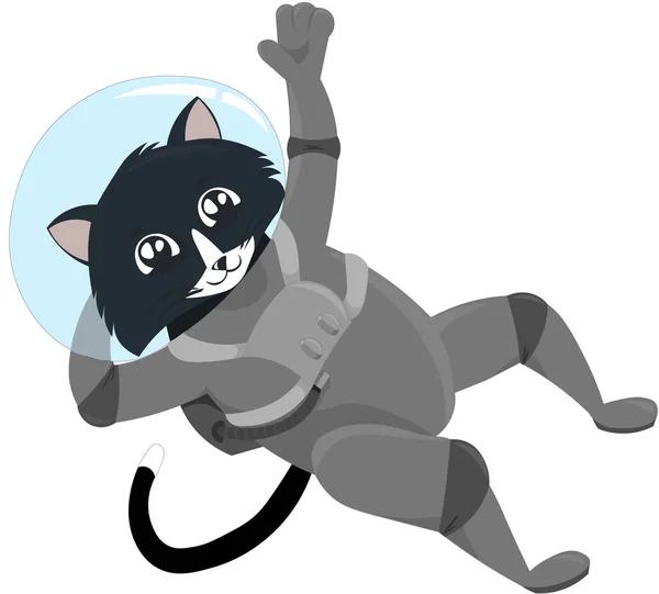 Cat kosmonaut i hjälmen. Design för en semester, vykort, cl — Stock vektor