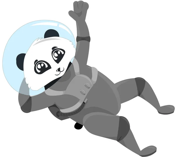 Kasklı panda astronotu. Tatil için tasarım, kartpostallar, — Stok Vektör