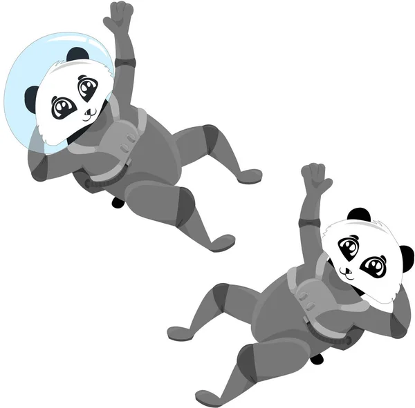 Panda astronotları. Bir tatil için tasarım, kartpostal, giyim, sta — Stok Vektör