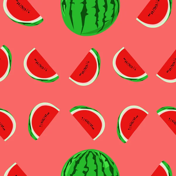 Summer watermelon pattern. Pieces of berries. Bright design of f — Stock Vector