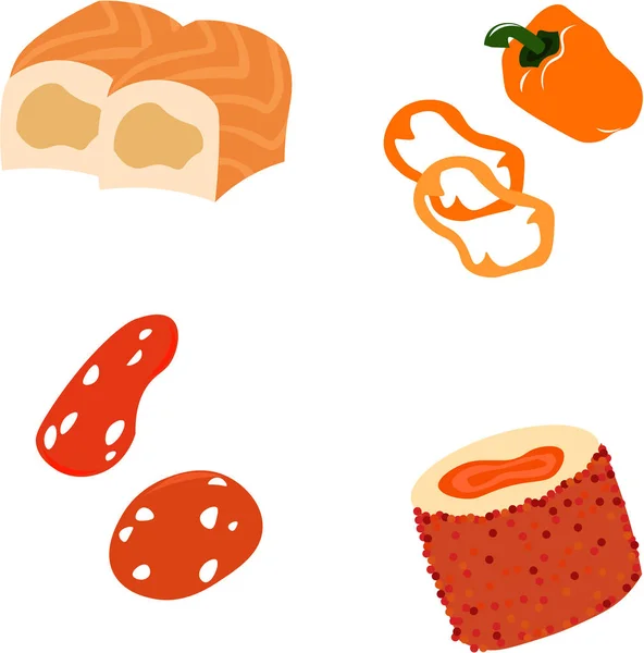 Naranja objetos vectoriales brillantes. Comida. Diseño de menú. Iconografías f — Archivo Imágenes Vectoriales