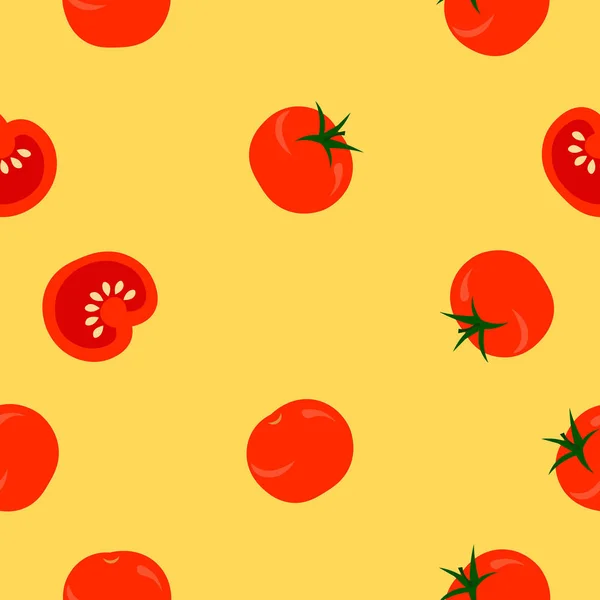 Wzór roślinny. Pomidory cherry na żółtym tle. Desig — Wektor stockowy