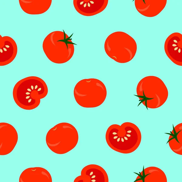 Wzór roślinny. Pomidory cherry na niebieskim tle. Projektowania — Wektor stockowy