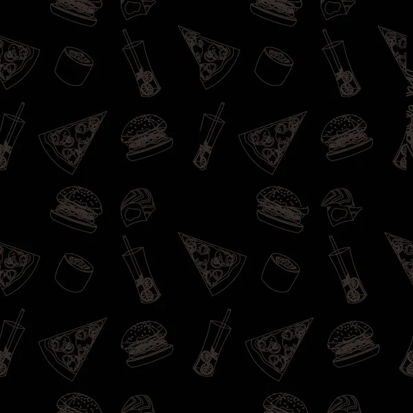 Fast food pattern. Hamburgers, pizza, sushi, drinks. Menu. — Stock Photo, Image