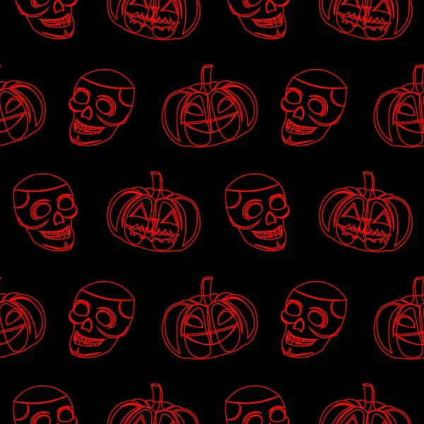 Uno schema di Halloween. Teschio, zucca su fondo nero . — Foto Stock