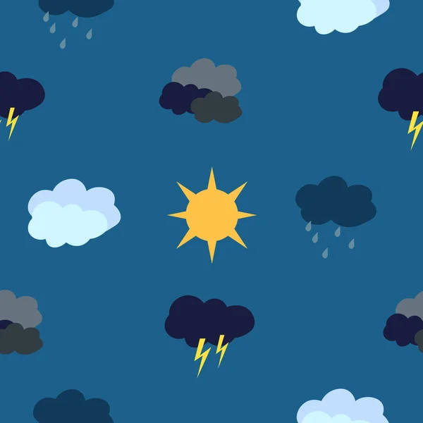 Patrón meteorológico Lluvia, nubes y sol . — Archivo Imágenes Vectoriales