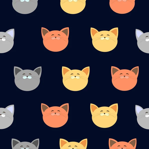 Pattern chats sur un fond bleu. Conception pour papier peint, tissu . — Image vectorielle