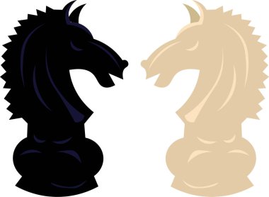 Satranççılar. Siyah ve beyaz atlar. Oyun ve spor.