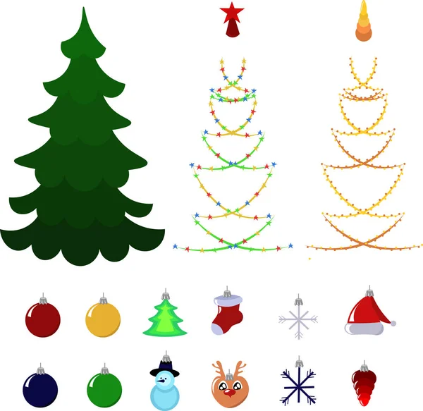 Conjunto de objetos para decorar el árbol de Navidad: perlas y gárgolas — Archivo Imágenes Vectoriales