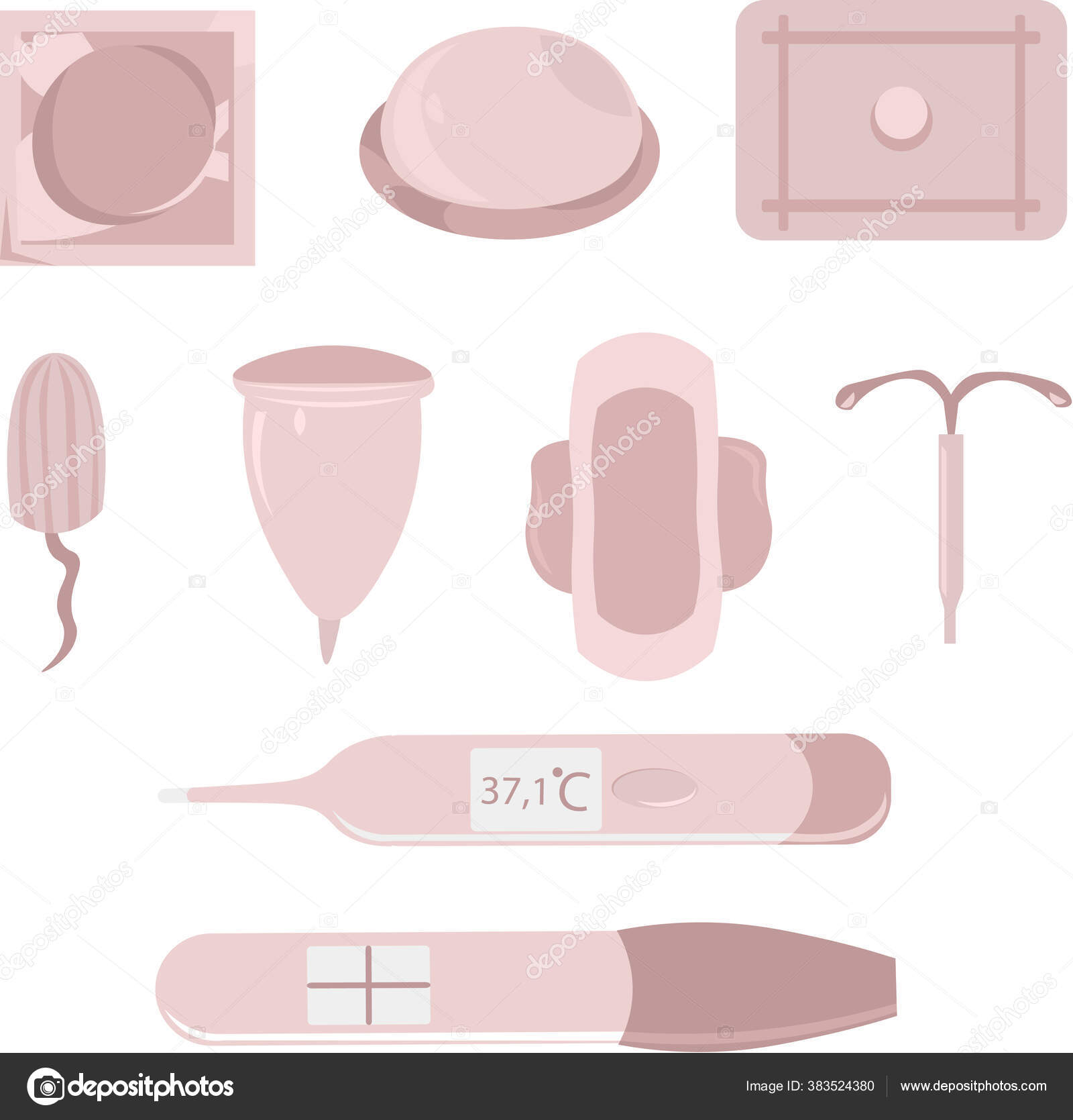 Set Health Reproduction Contraception Pregnancy Menstruation Pregnancy Test Stock Vector by ©kasimasimik 383524380