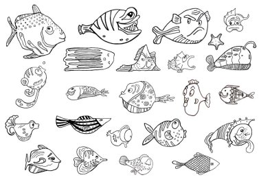 Ambalajlama yaparken arka plan görüntüsü olarak kullanılabilecek çizimler. Kitaplar için. Çocuk illüstrasyonu.