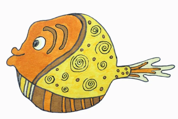 Habitantes Del Mar Peces Patrón Ilustración Marcadores Dibujo Como Elemento —  Fotos de Stock