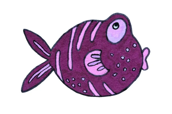 Obyvatelé Moře Ryby Vzor Ilustrace Nakreslené Značky Jako Prvek Pozadí — Stock fotografie