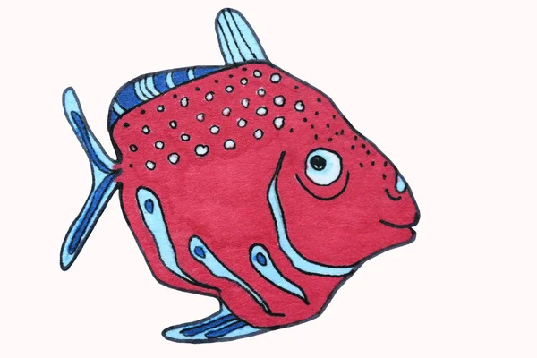 Habitantes Del Mar Peces Patrón Ilustración Marcadores Dibujo Como Elemento —  Fotos de Stock