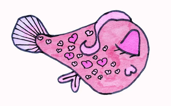 ชาวทะเล ปลา ปแบบ ภาพประกอบ เคร องหมายวาดภาพ นสดใส ภาพวาดของเด องค ประกอบส — ภาพถ่ายสต็อก