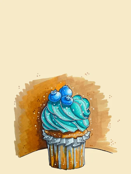 요리 작업. 컵 케이크, 맛있는 케이크. 블루베리 맛 — 스톡 사진