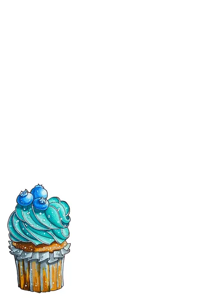 Kulinarische Arbeit. Cupcake, leckerer Kuchen. Blaubeergeschmack — Stockfoto
