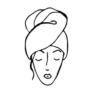 Güzellik Salonunda Kız Baş Simgesi Vektörü
