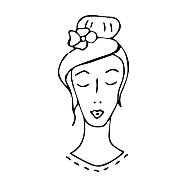Icône de tête de fille vecteur dans le salon de beauté — Image vectorielle