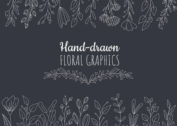 Vektor Sæt Håndtegnede Doodle Rammer Grænser Håndtegnede Elementer Blomster Grene – Stock-vektor