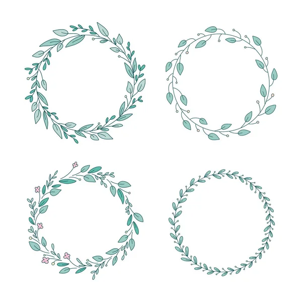 El ile çizilen Doodle çerçeveleri ve sınırları vektör kümesi. Handdrawn elemanları, çiçekler, dalları, süsler ve flourishes